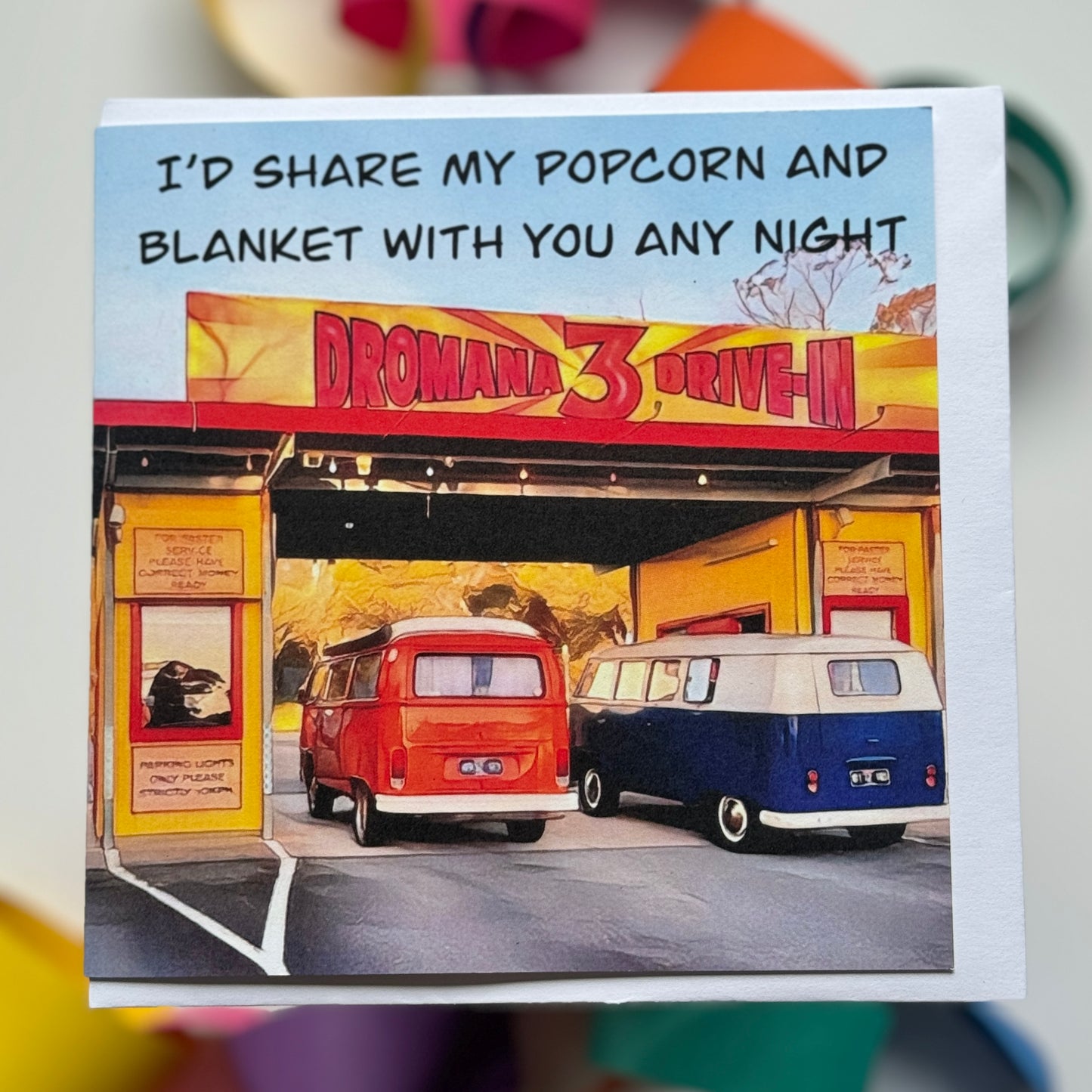 I’d share my popcorn and blanket with you any night - Kombi - Greeting Card