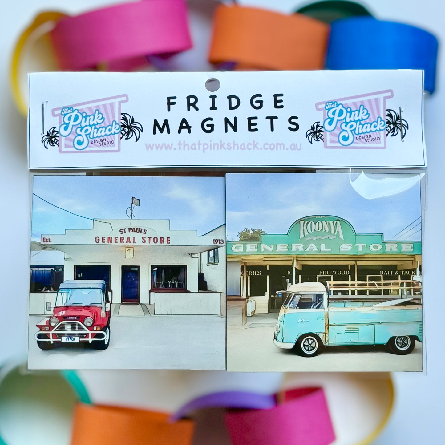 Fridge Magnet Twin Set Moke at St Pauls vw Kombi Ute at Koonya general store