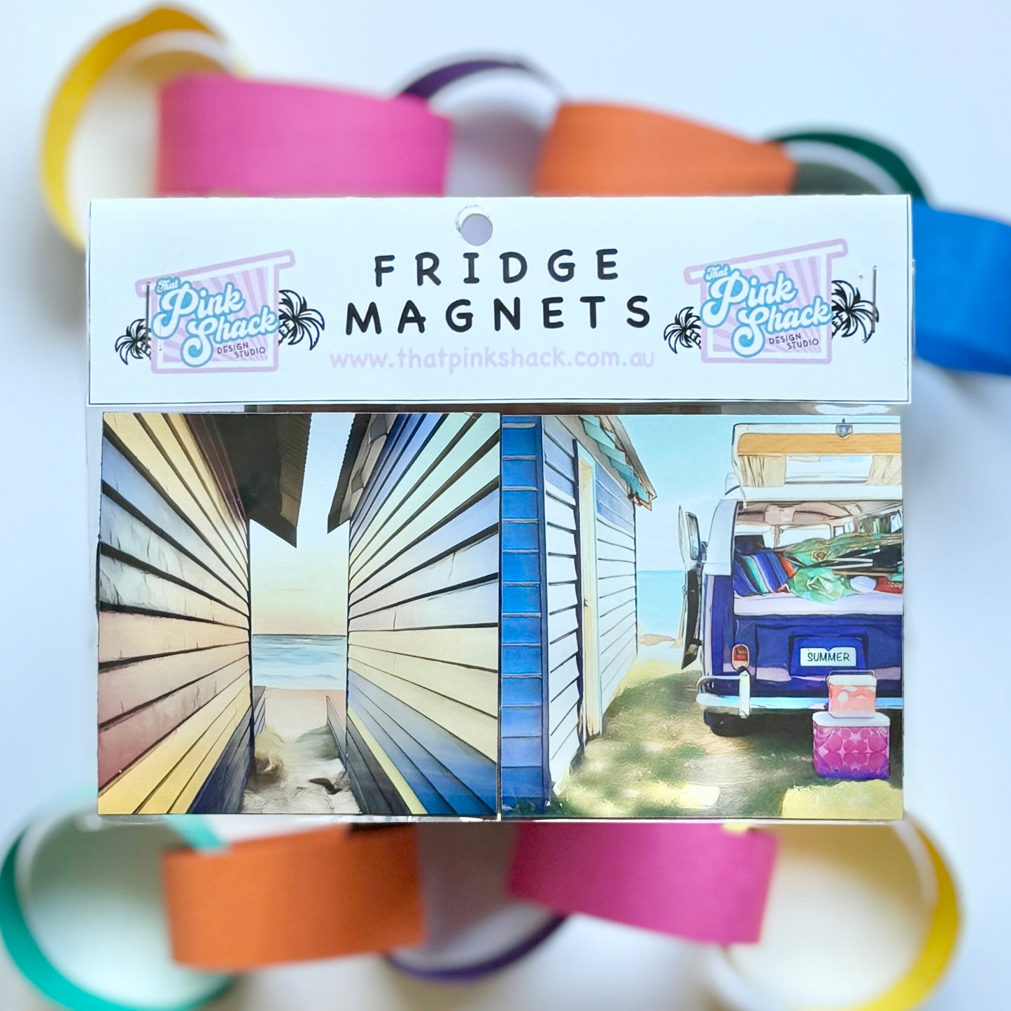 Fridge Magnet Twin Set Pastel Boatsheds bathing box summer at the Boatshed kombi
