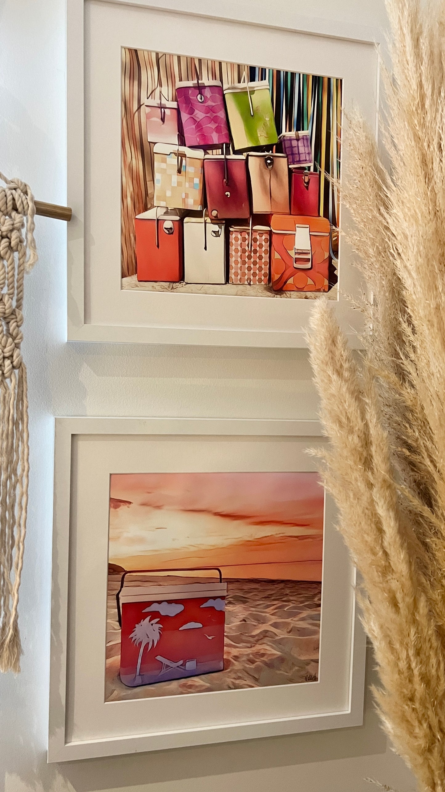 Retro_vintage_esky_eskies cooler_sunset_print_in_white_frames