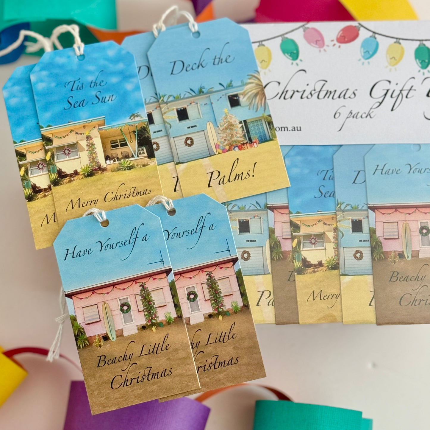 Christmas Gift tags -6 pack - Beach Shacks - 2 of each design