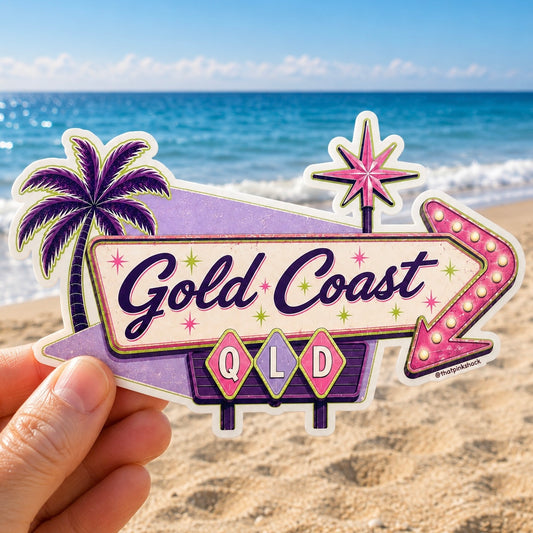 Gold Coast, Retro Motel Sign - Sticker