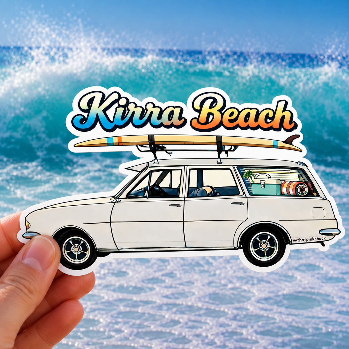 Kirra Beach, surf wagon - Sticker