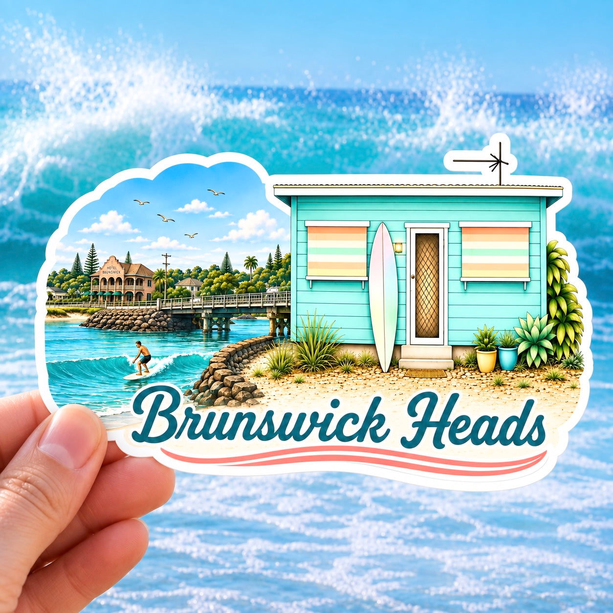 Brunswick Heads, beach shack - Sticker