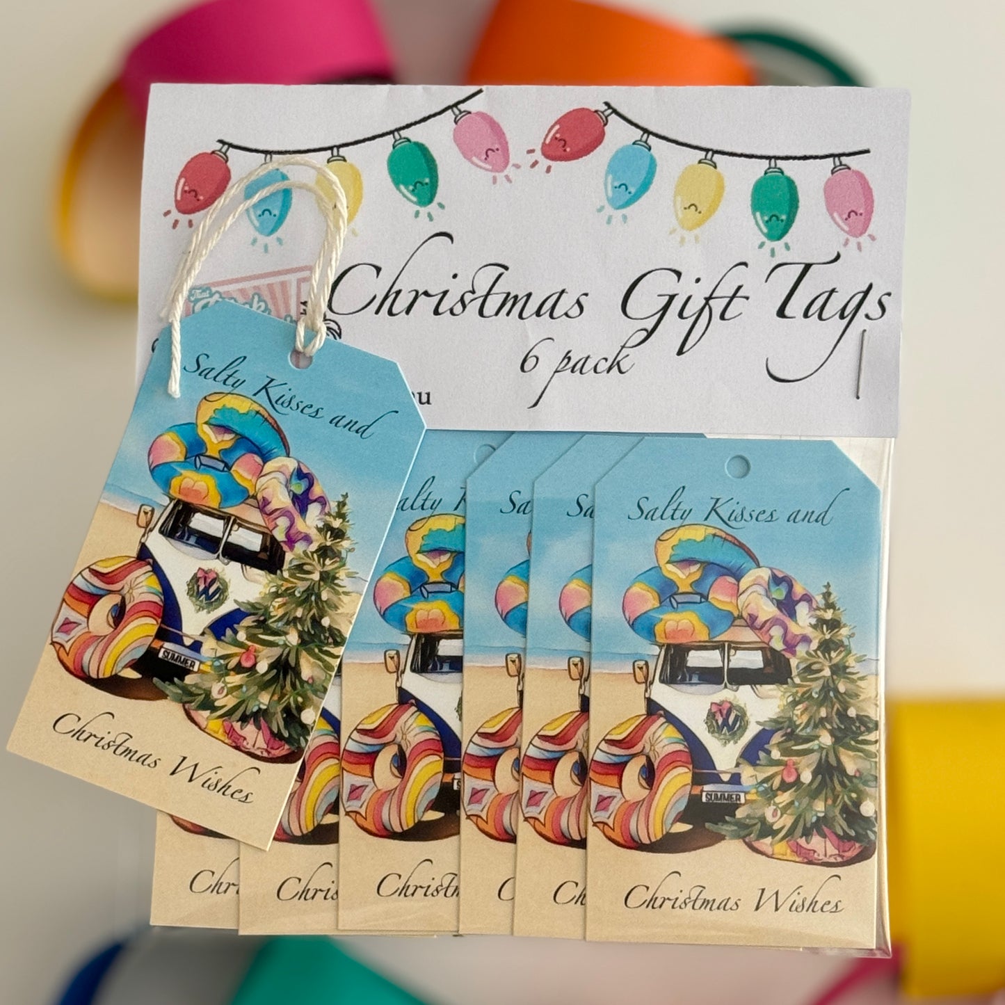 Christmas Gift tags -6 pack -Salty Kisses & Christmas Wishes