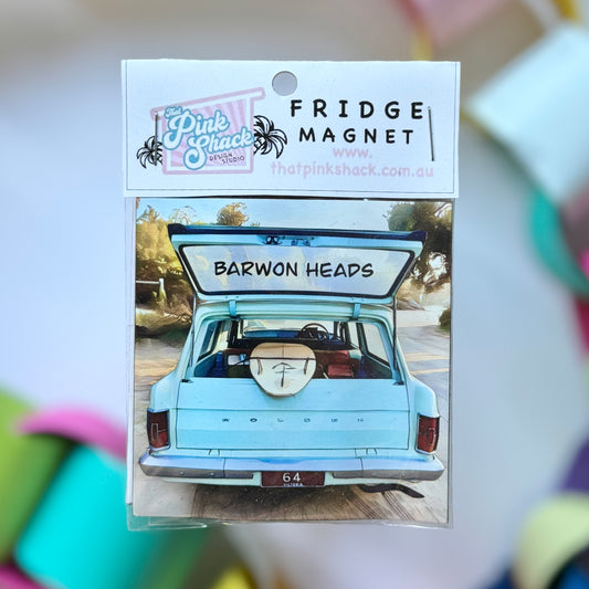 Barwon heads eh holden with surfboard fridge magnet in packaging