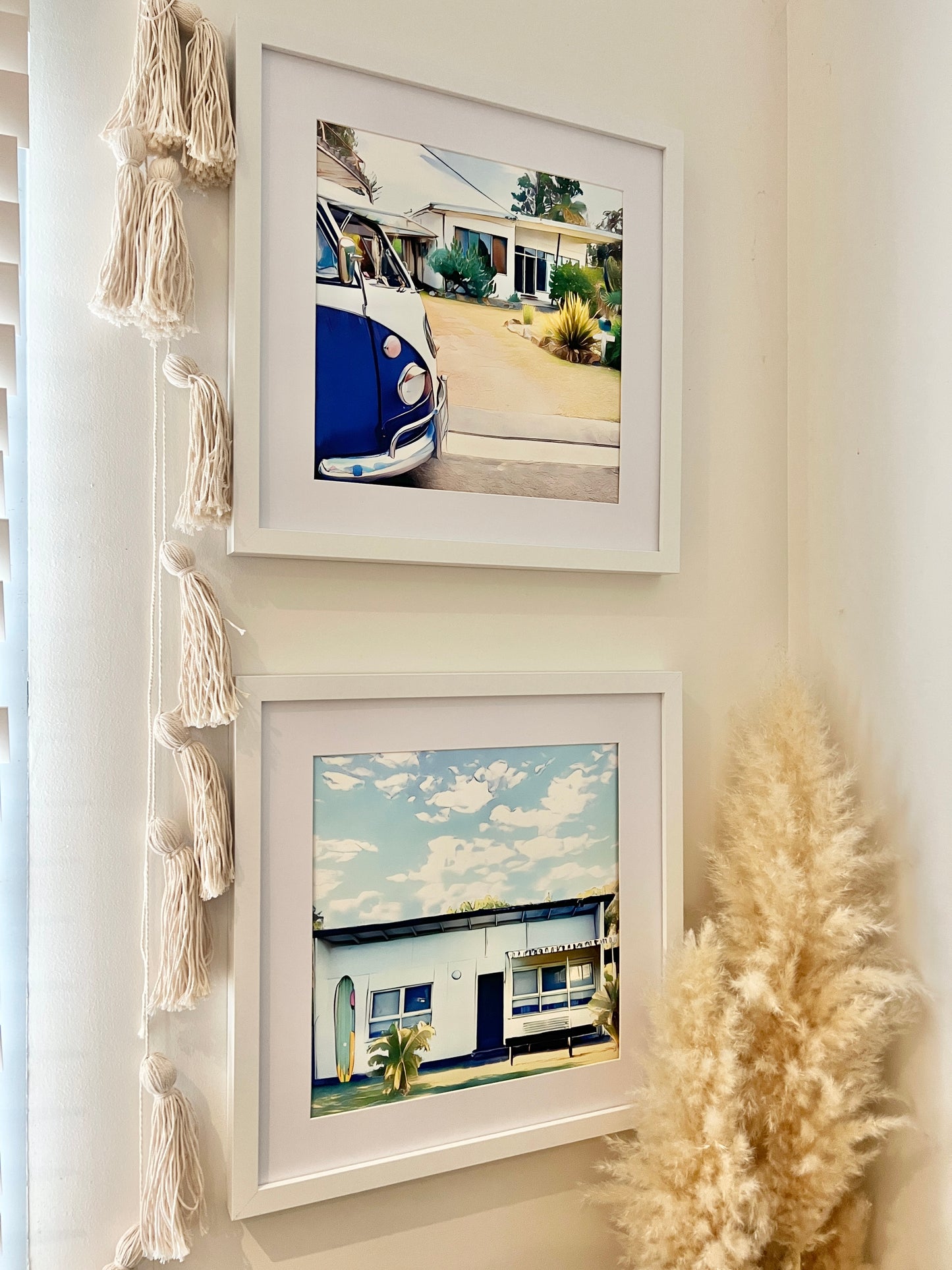 Beach houses classic kombi shacks framed prints