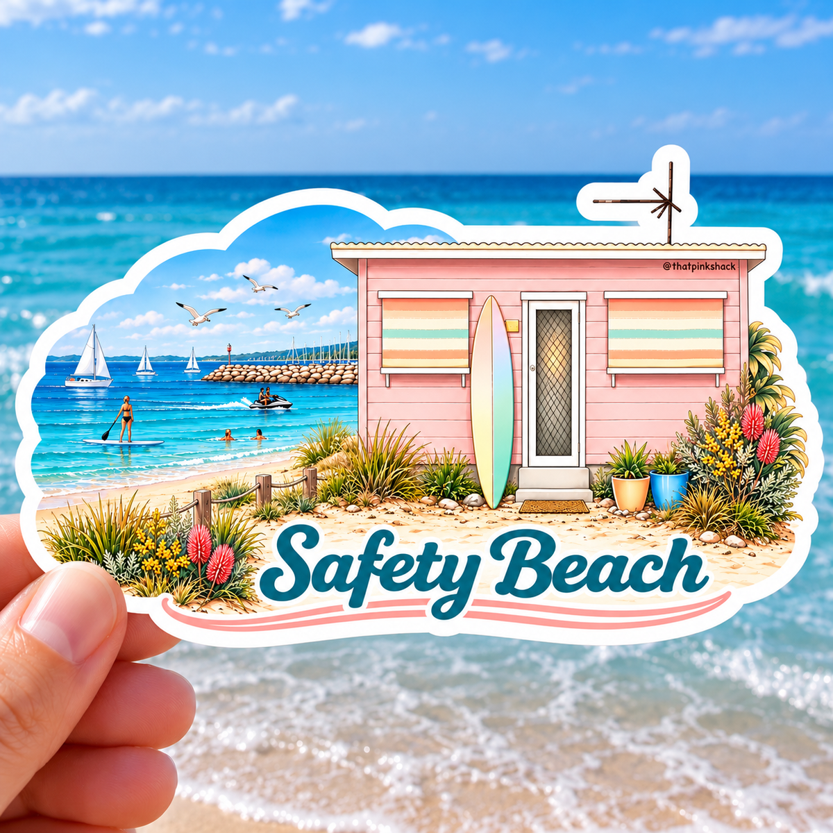 Safety Beach - Beach Shack - Sticker