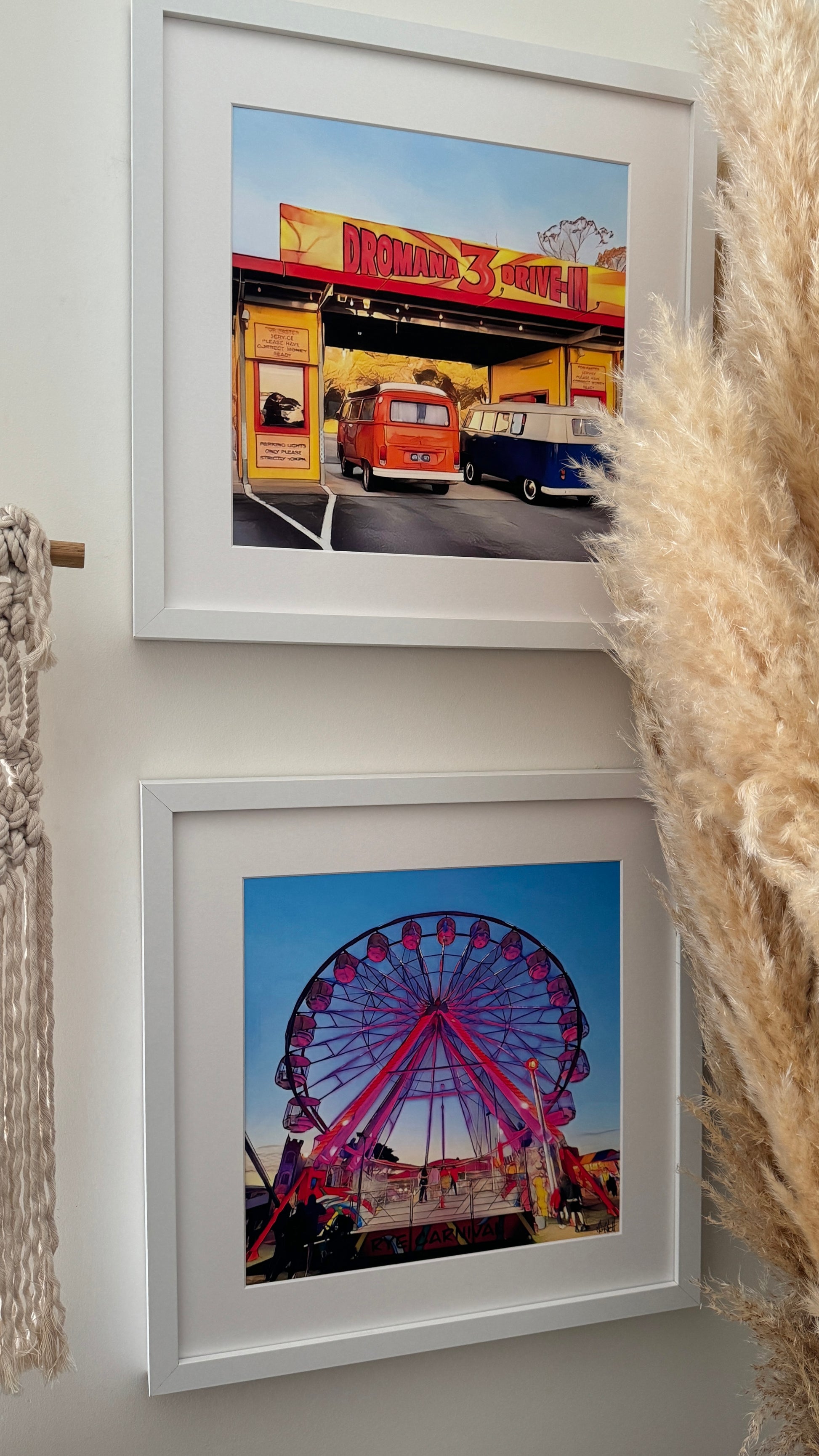 40cm x 40cm prints of the dromana drive in and rye carnival in mat with white frames picture Mornington peninsula
