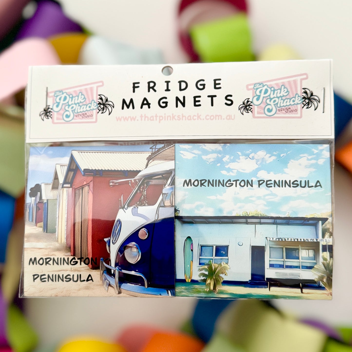Fridge Magnet Twin Set Mornington Peninsula vintage beach Shack Mornington Peninsula Boatshed bathing box