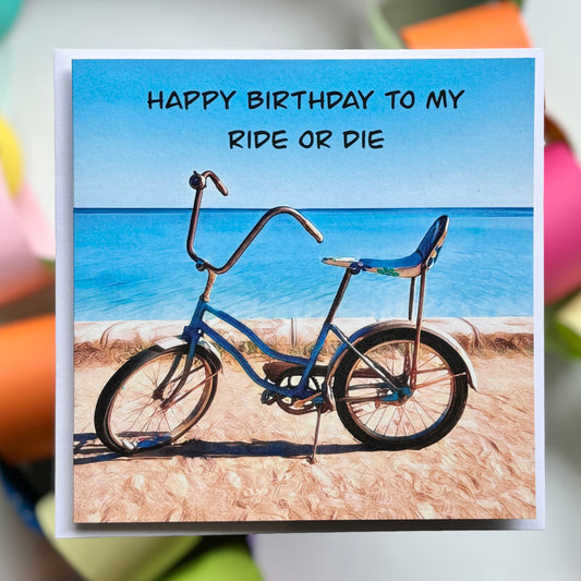 A vintage roadster bike Happy Birthday to my ride or die Greeting Card with envelope