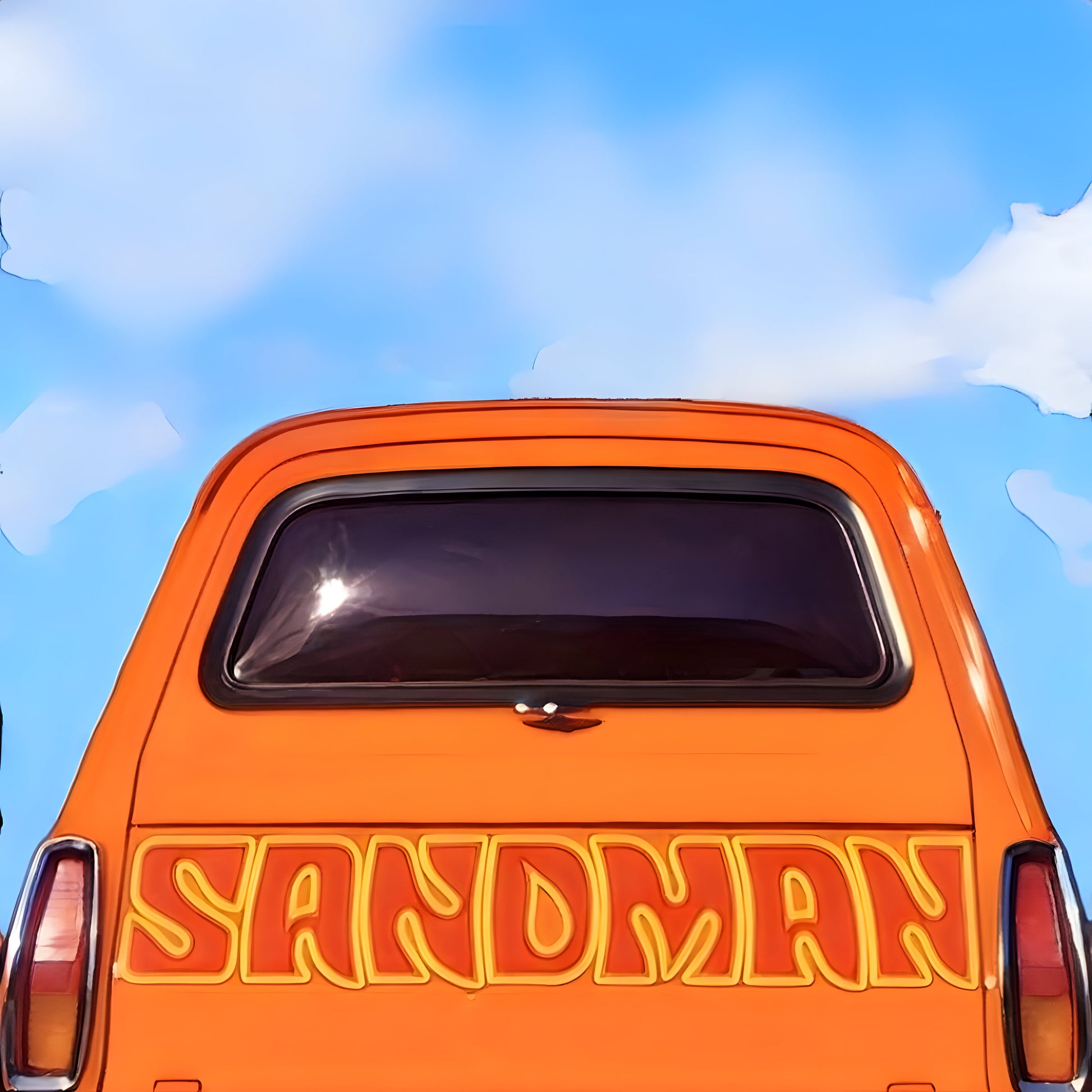 A classic orange 1970’s surf van Holden Sandman Panelvan birthday print great for the shed made in Australia 