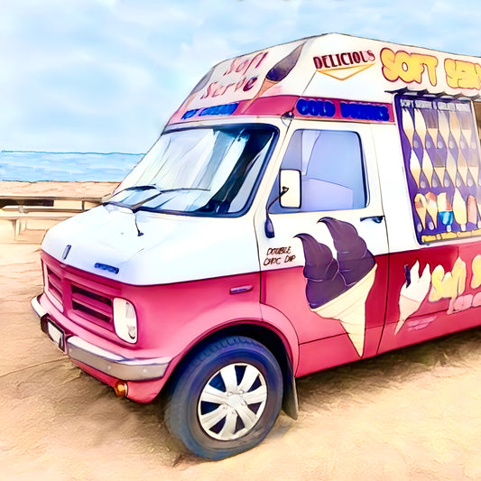 Retro vintage whippy ice cream van print picture 