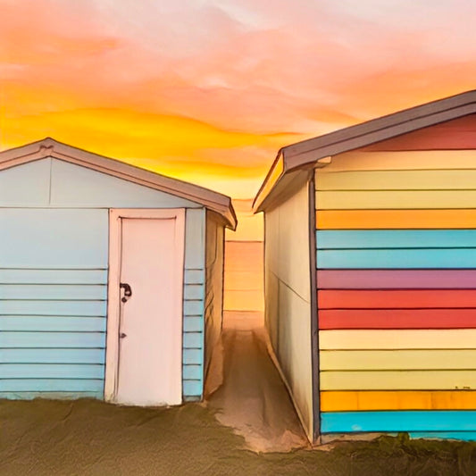 Sunset at the boatshed print Only